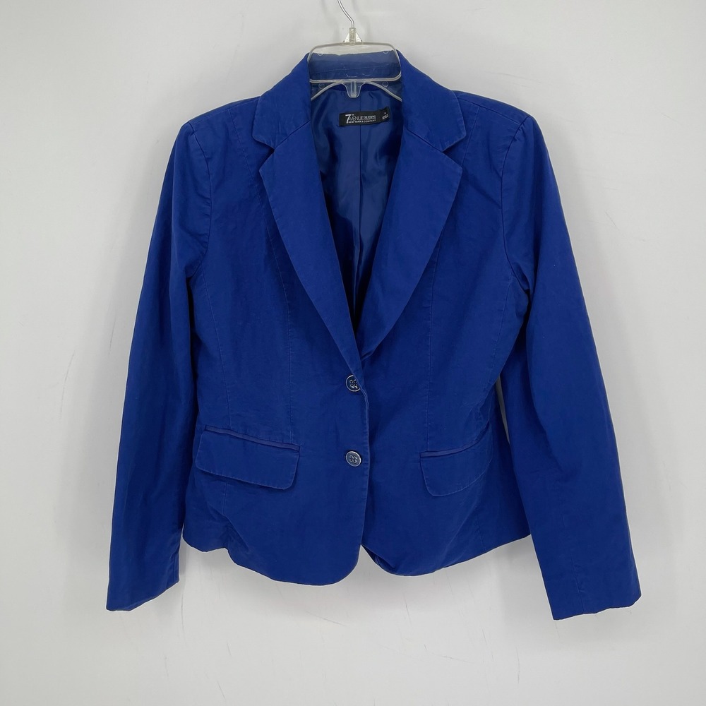 7th Avenue New York & Company Women's Blue Button Up Formal Blazer Jacket Size 6